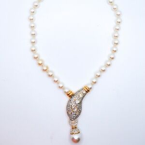 Vintage Judith Leiber Pearl Snake Necklace